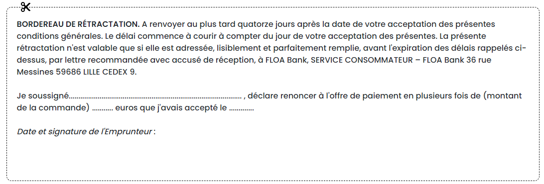 bordereau rétractation floa